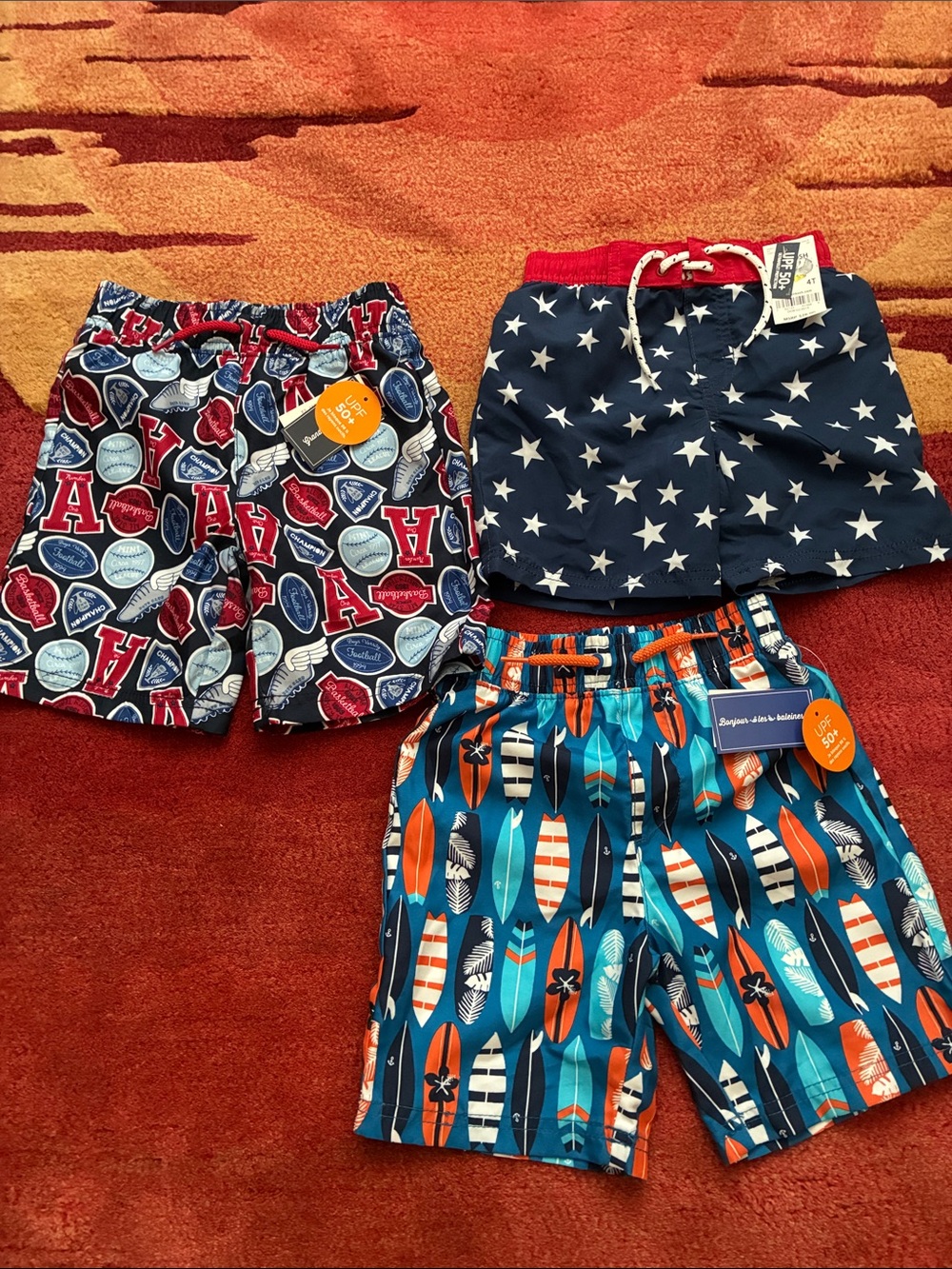 2 Gymboree and 1 Oshkosh Boys Swim Trunks - NEW w/ tags, UPF50, toddler size 4T